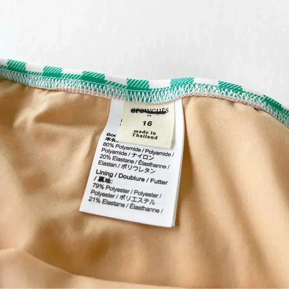 J Crew Crewcuts Girls Green Gingham Bikini Swim Bottom 16 NWOT - Picture 2 of 5